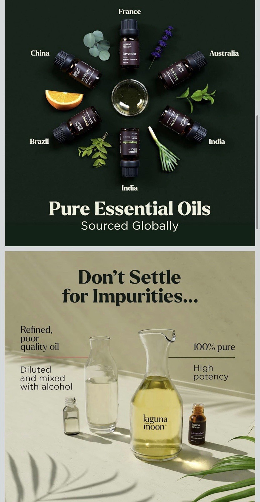Laguna Moon Essential Oil Gift Set, Eucalyptus Tea Tree Orange Lemongrass