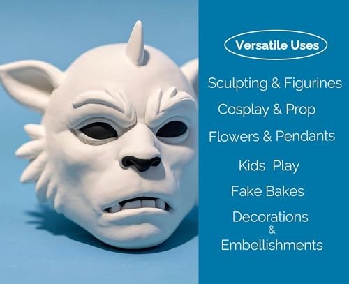 Foam Clay White Air Dry Modeling Clay 1.1 lb Non-toxic Gluten Free Cosplay Mask