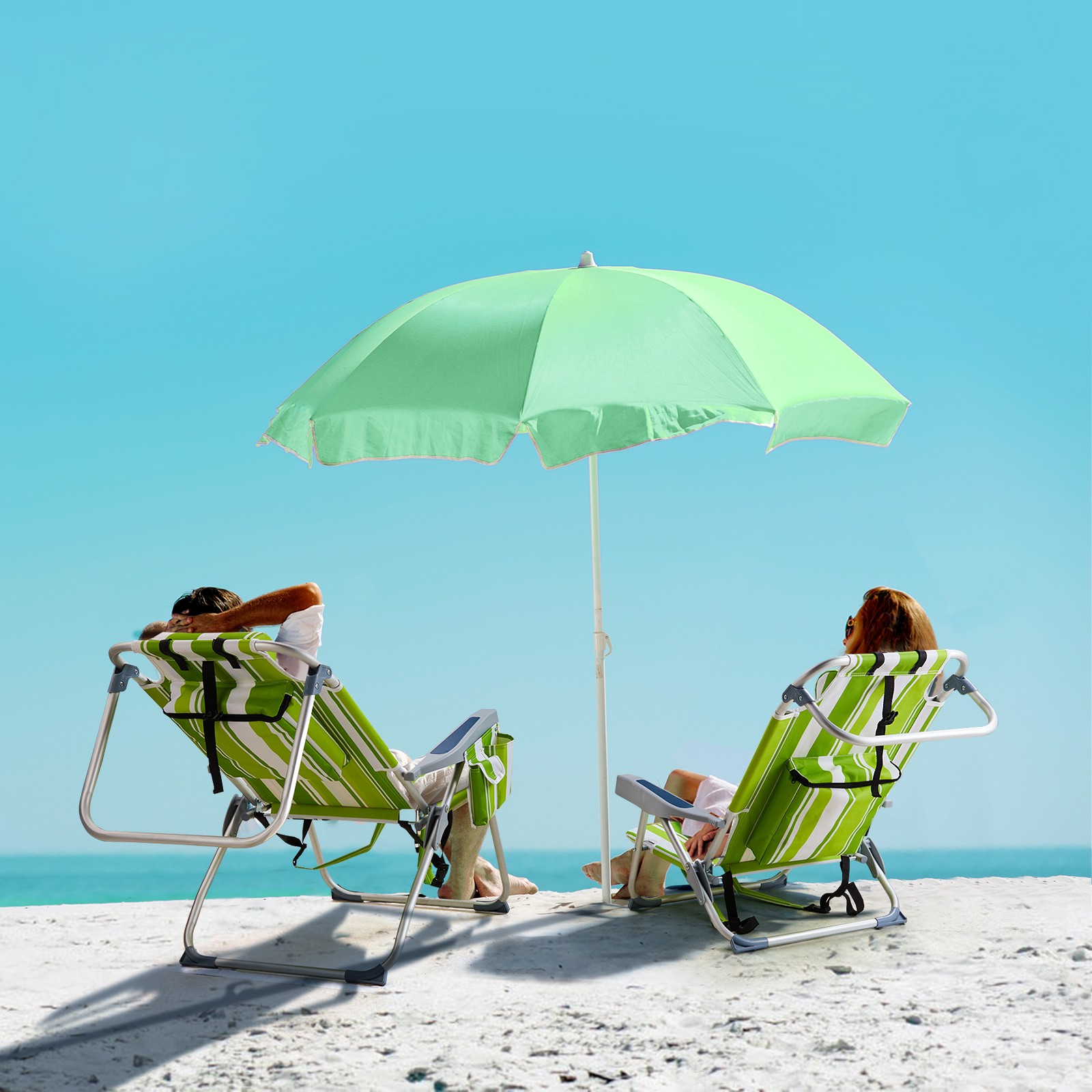 63*70*99cm 100kg Capacity Heightened Oxford Cloth Aluminum Tube Striped Green