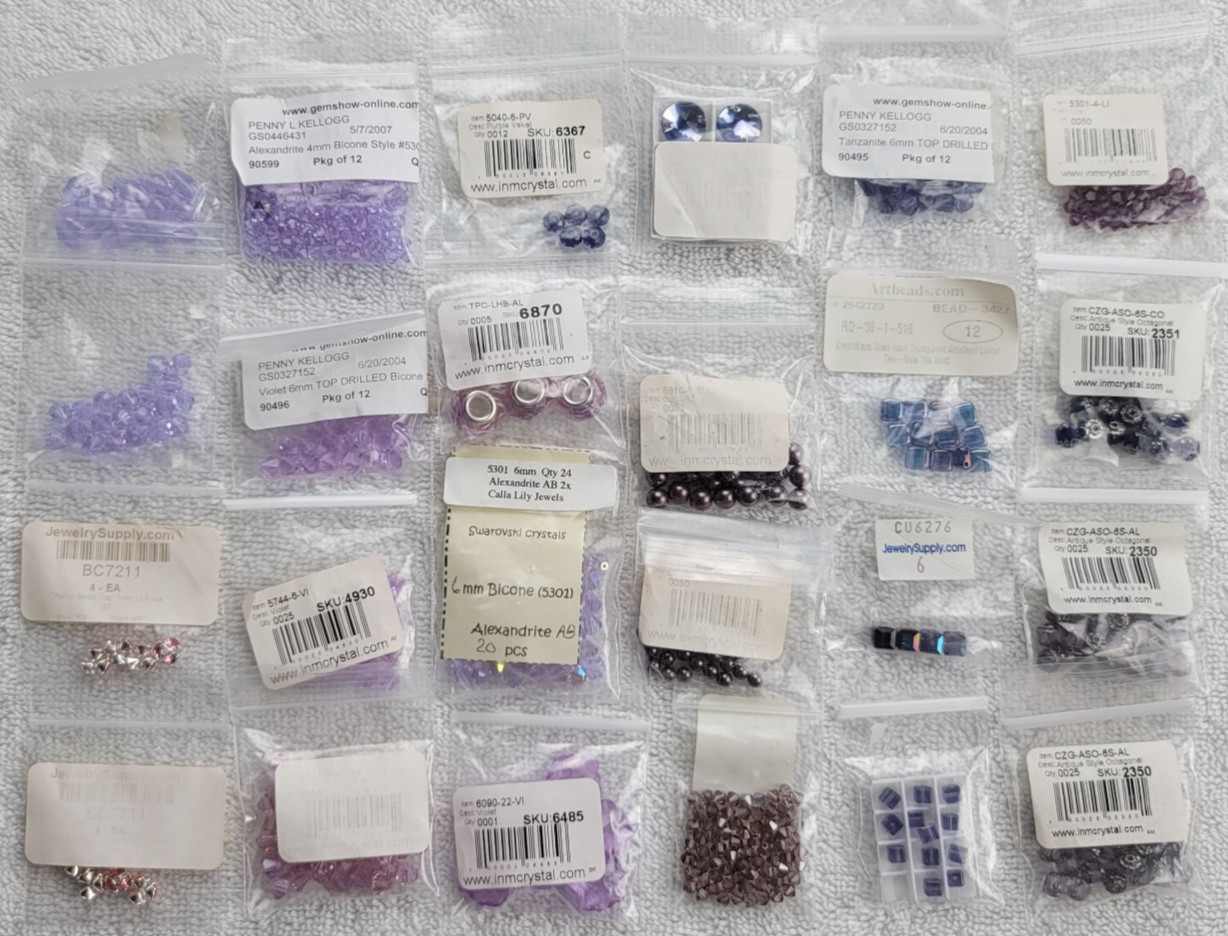 Swarovski Crystal Bead Lot Purple Alexandrite AB Bicone/Mixed Qty 5301 5328 5810