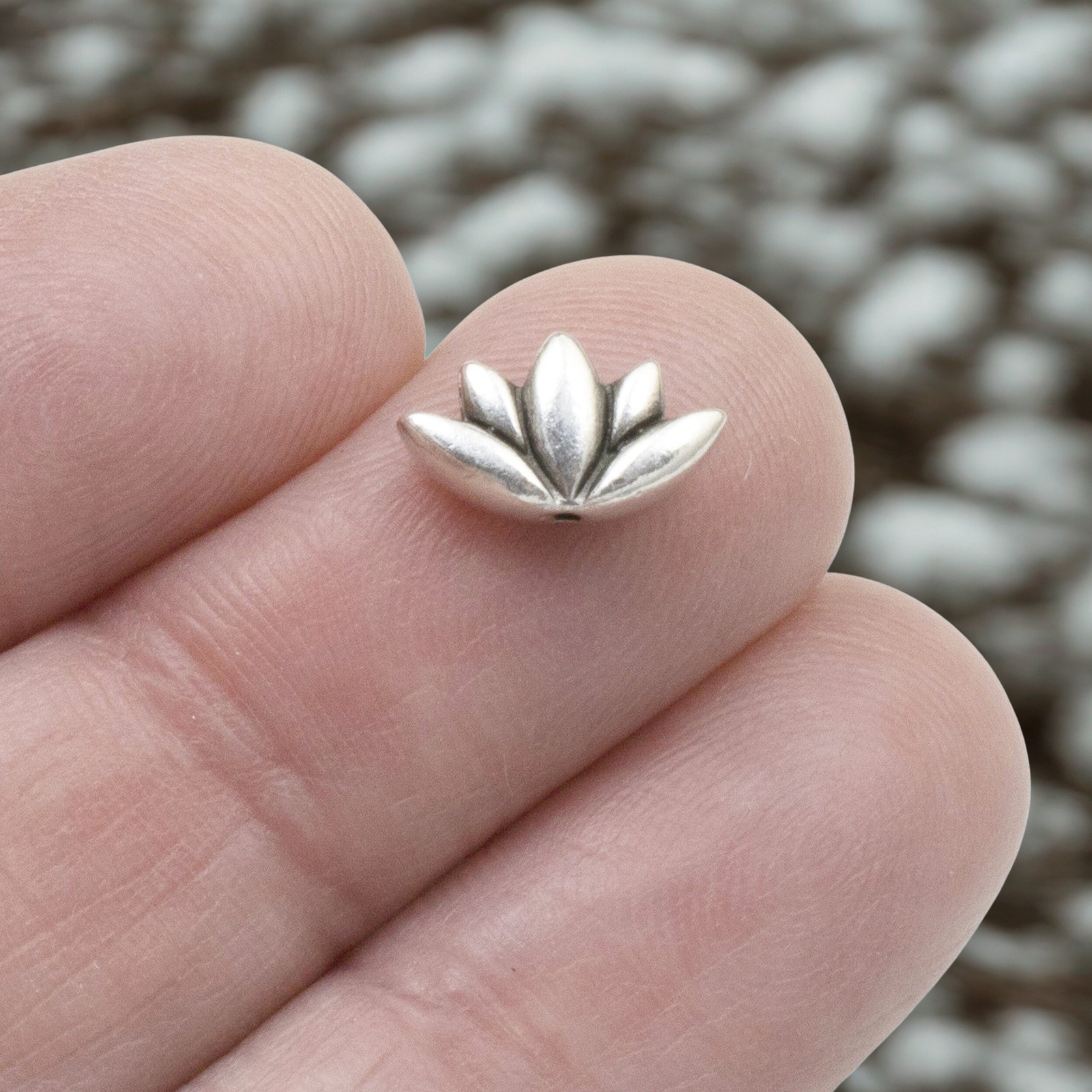 Silver Lotus Flower Beads, 4-Pack for Spiritual DIY Jewelry & Meditation Crafts