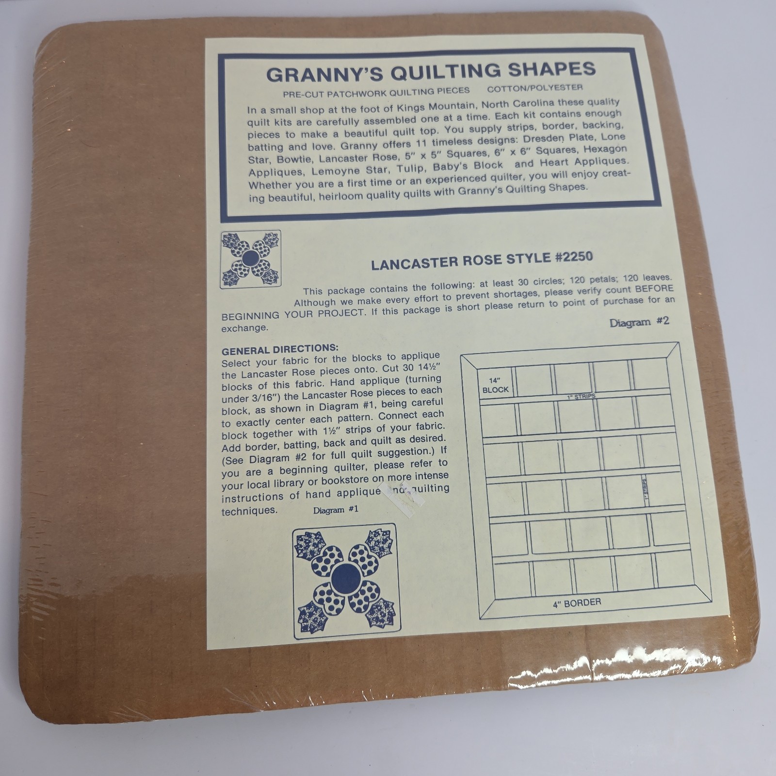 Granny’s Quilting Shapes Lancaster Rose Style #2250