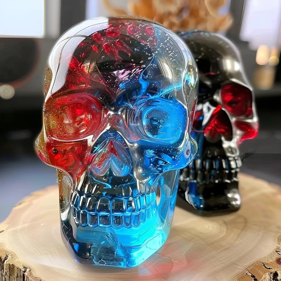 3D Resin Skull Molds, Flexible Clear Silicone Head Molds – 3 Pack White
