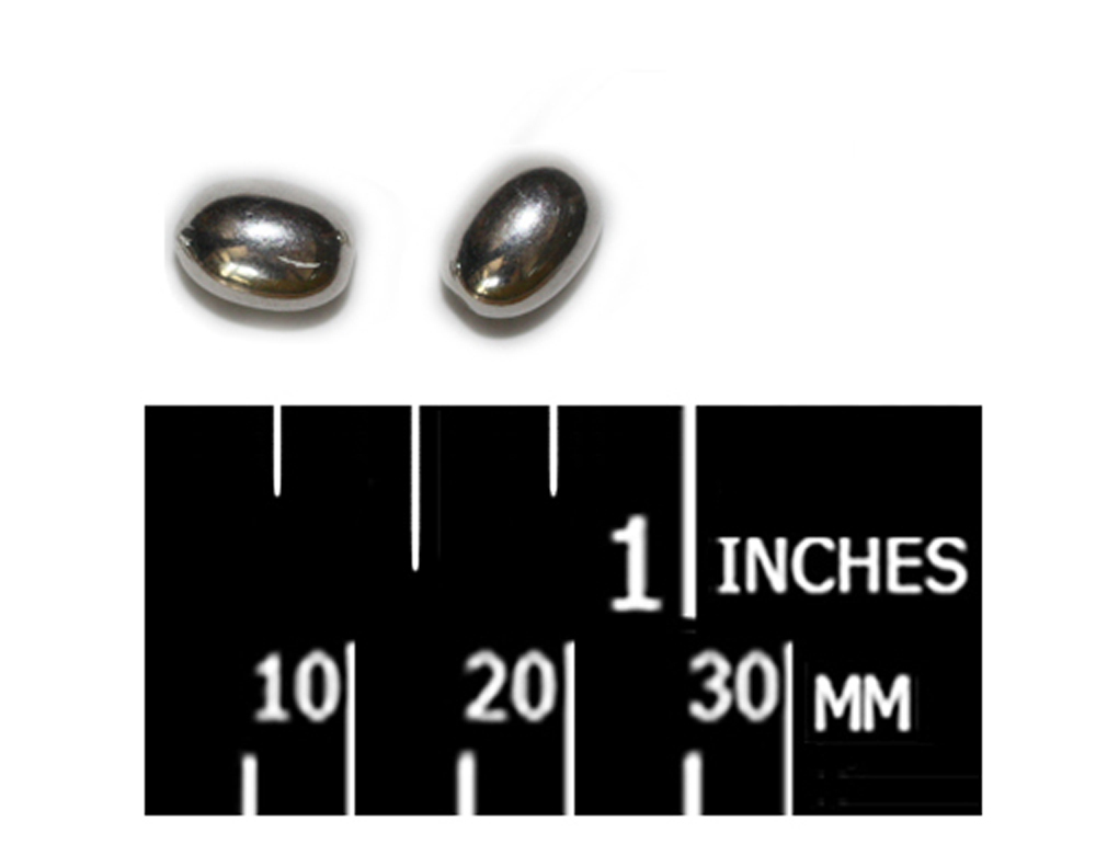 8mm Oval Melon Bright Silvertone Metalized Metallic Beads