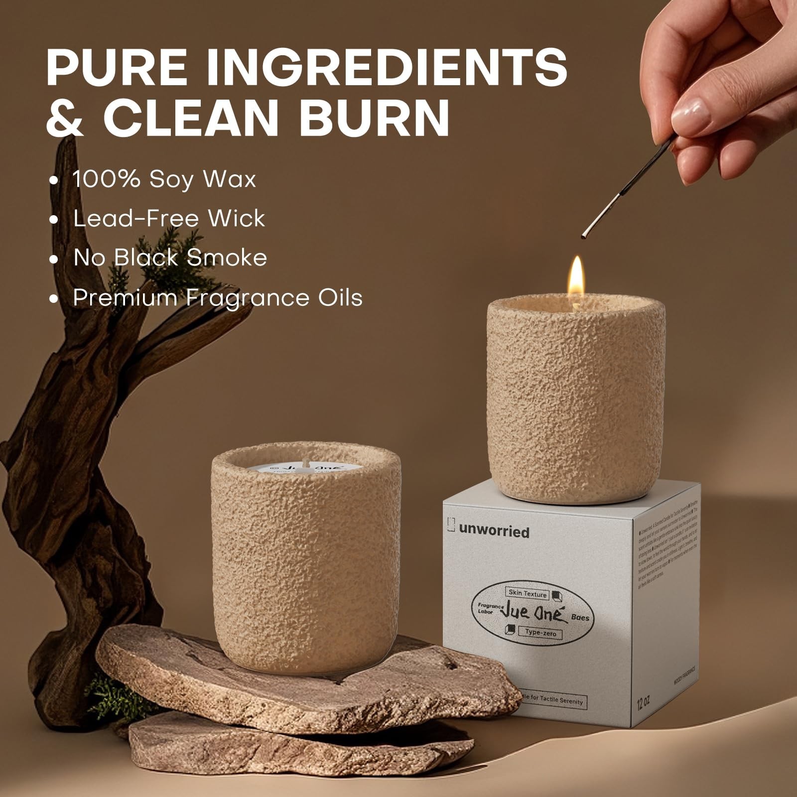 Scented Candles for Home, Natural Soy Wax Candle Gift, Non-Toxic Cement Jar C…