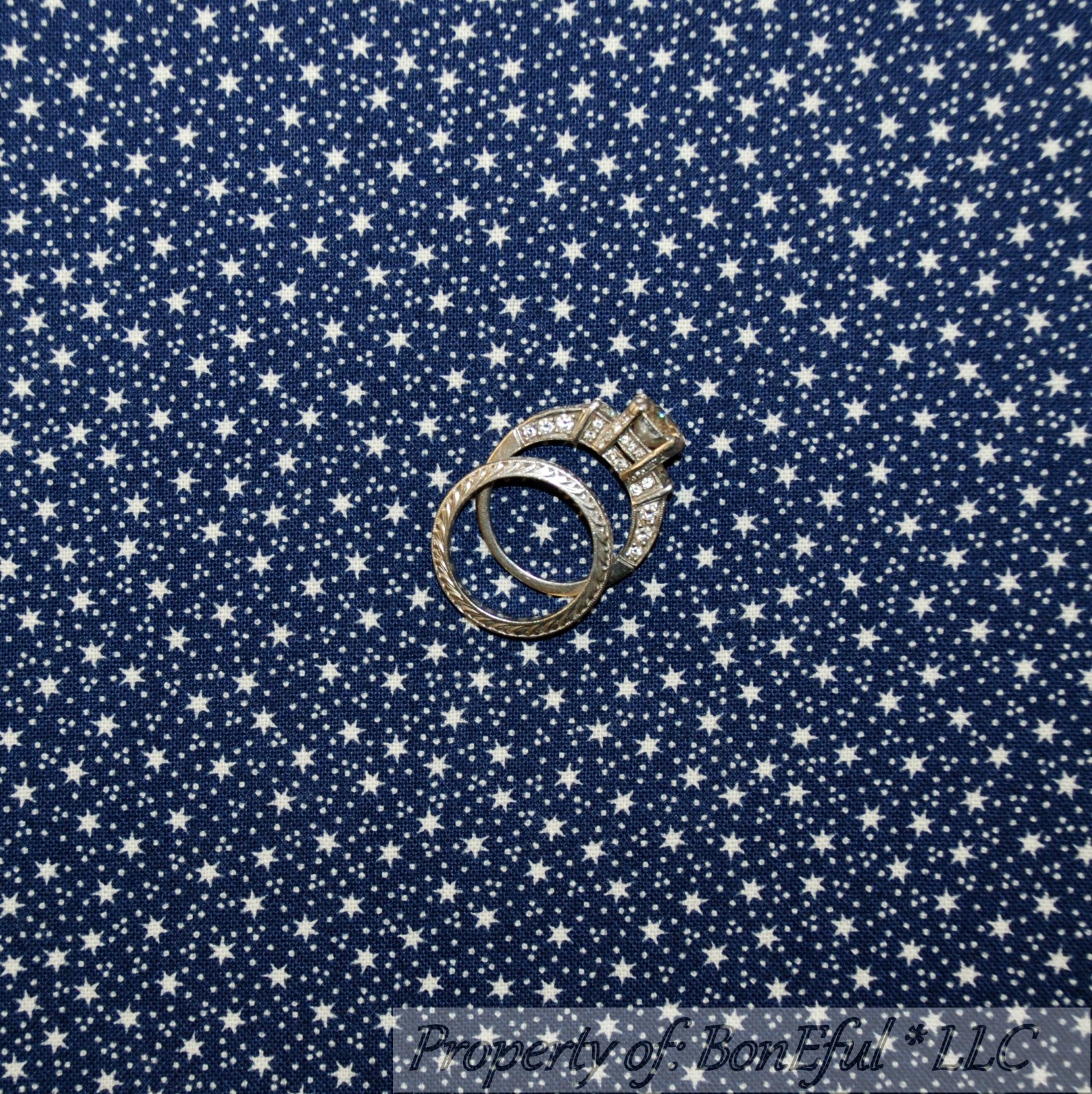 BonEful FABRIC FQ Cotton Quilt Navy Blue STAR Colonial American Dot Small Little
