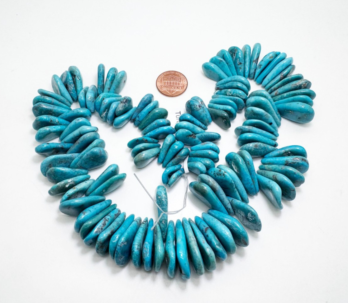 Natural Blue Arizona Kingman Turquoise Flat Teardrop Gemstone Beads PGS370TQ05