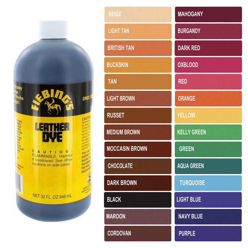 Fiebings Leather Dye 32 oz 1 Quart – 28 colors. Choose the color