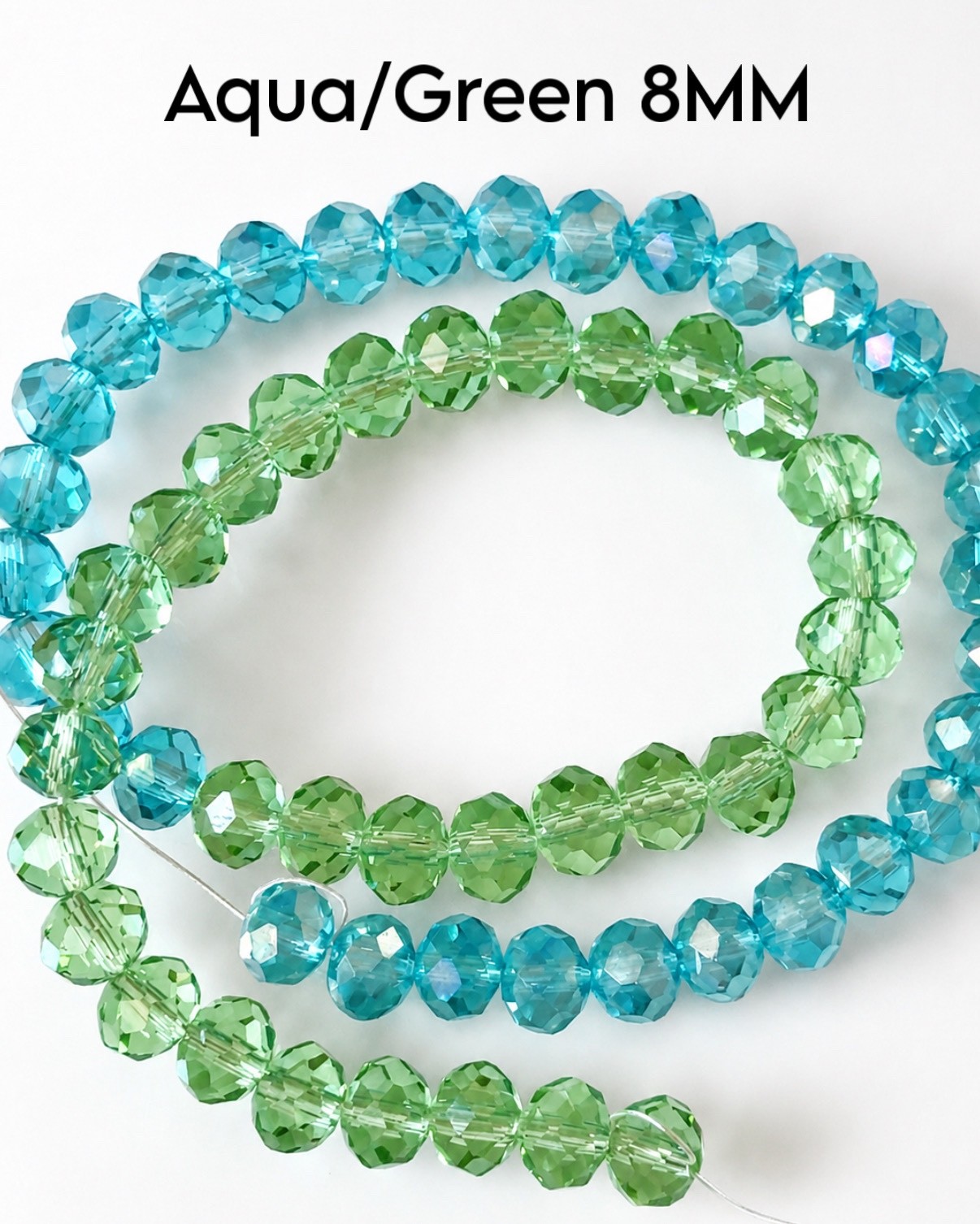 8mm Faceted Glass Rondelle Beads, 15 Inch Strand, Sparkly Crystal Beads, Jewelry
