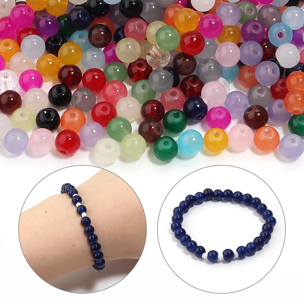 50Pcs/Lot 6Mm Glass round Beads Multicolor Loose Spacer Beads for Jewelry Making