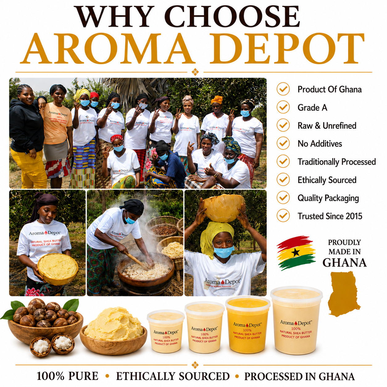 Raw African Shea Butter 12 oz. IVORY Pure Unrefined Raw Organic from Ghana