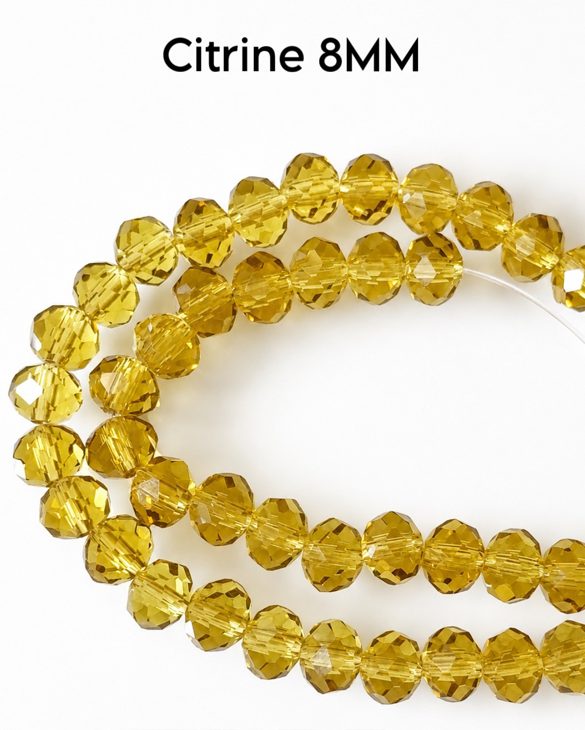 8mm Faceted Glass Rondelle Beads, 15 Inch Strand, Sparkly Crystal Beads, Jewelry