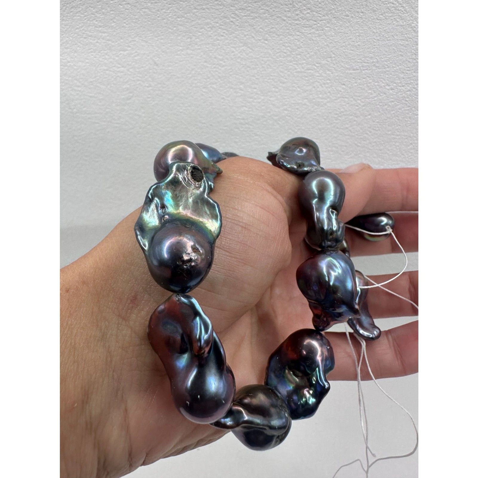 Peacock black baroque pearl strand for DIY