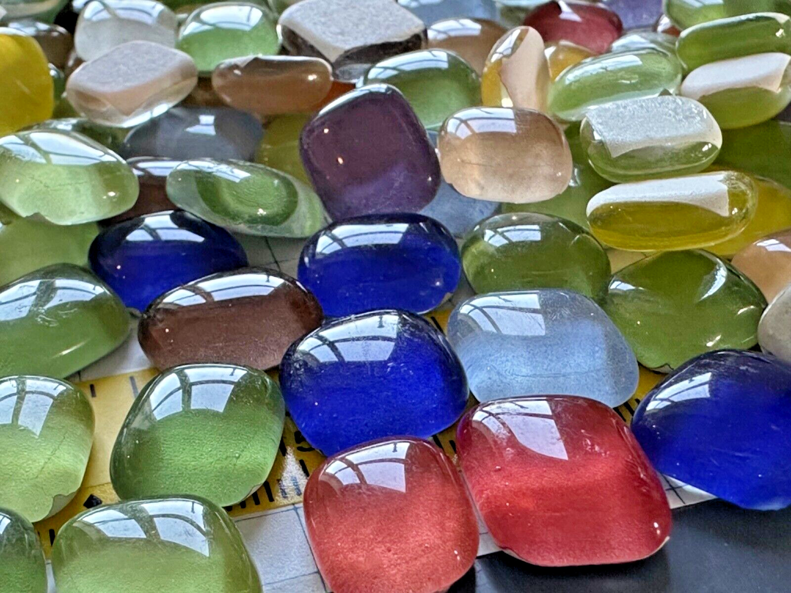 Tiles, Mosaic, GLASS, PEBBLES,2.32 lbs, irregular shaped, Multi color, HUGE LOT