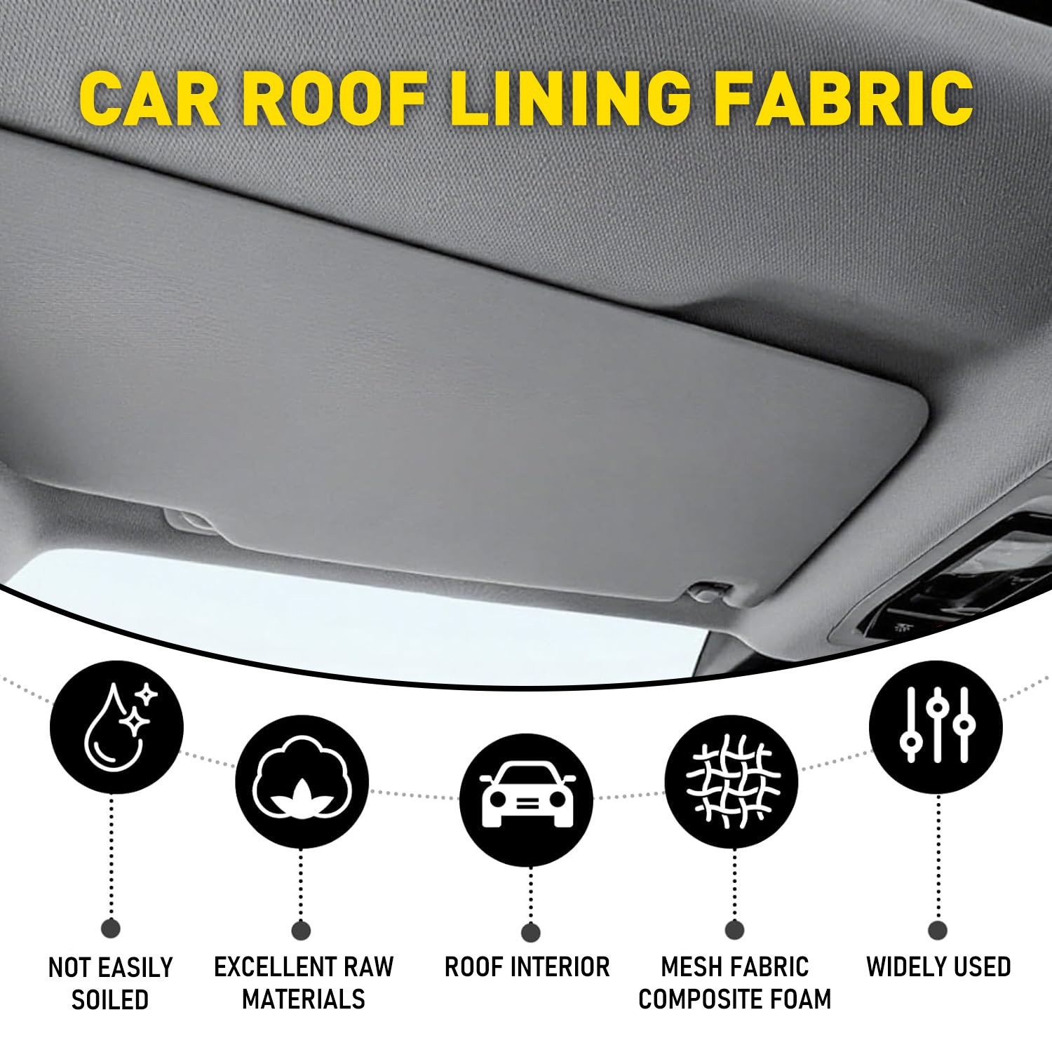 1/8 Black & Gray Foam Backed Automotive Flat Knit Headliner Fabric 60 Wide