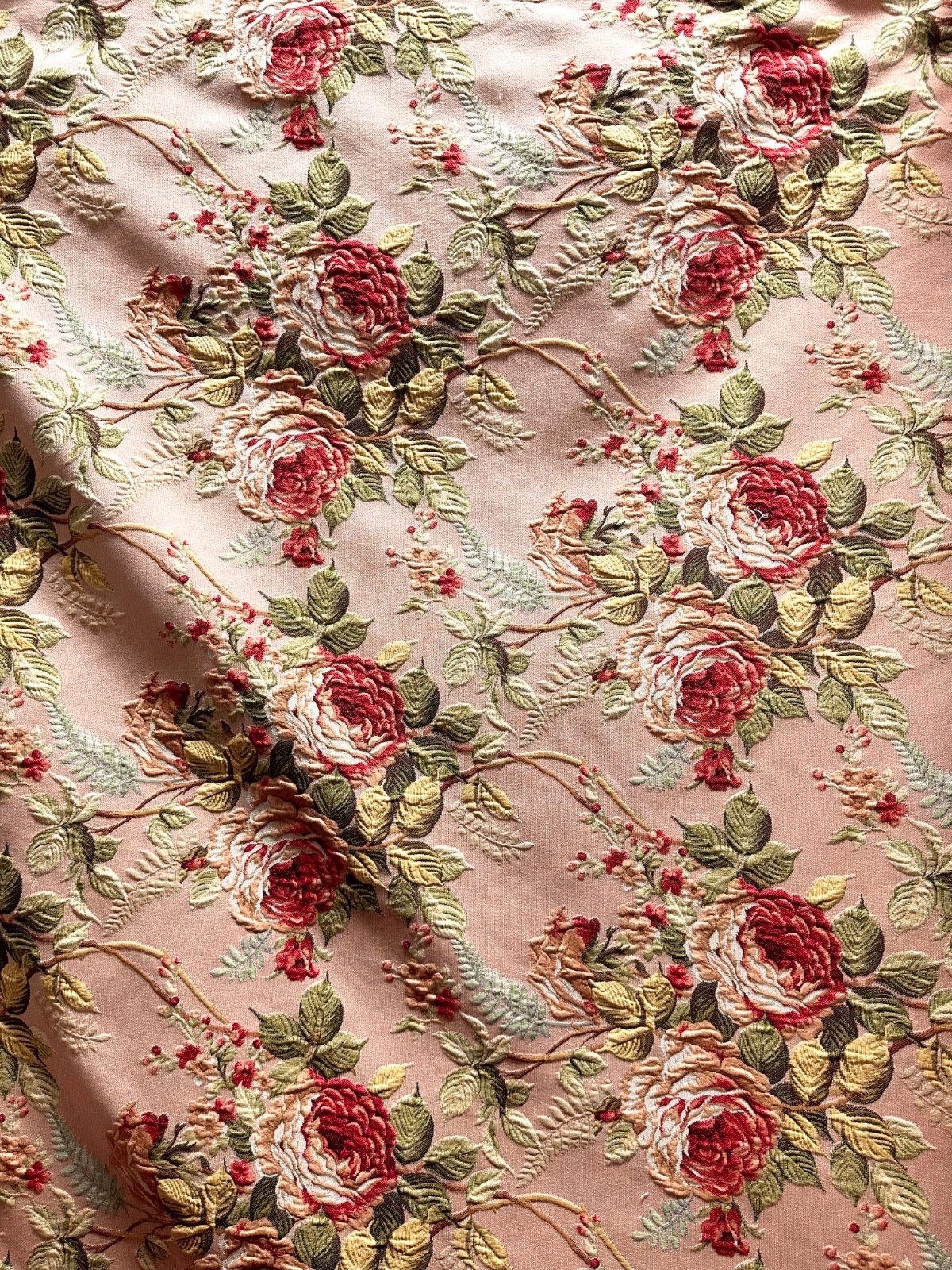 LIGHT PINK Multicolor Floral Upholstery Drapery Brocade Fabric (54 in.) Sold BTY
