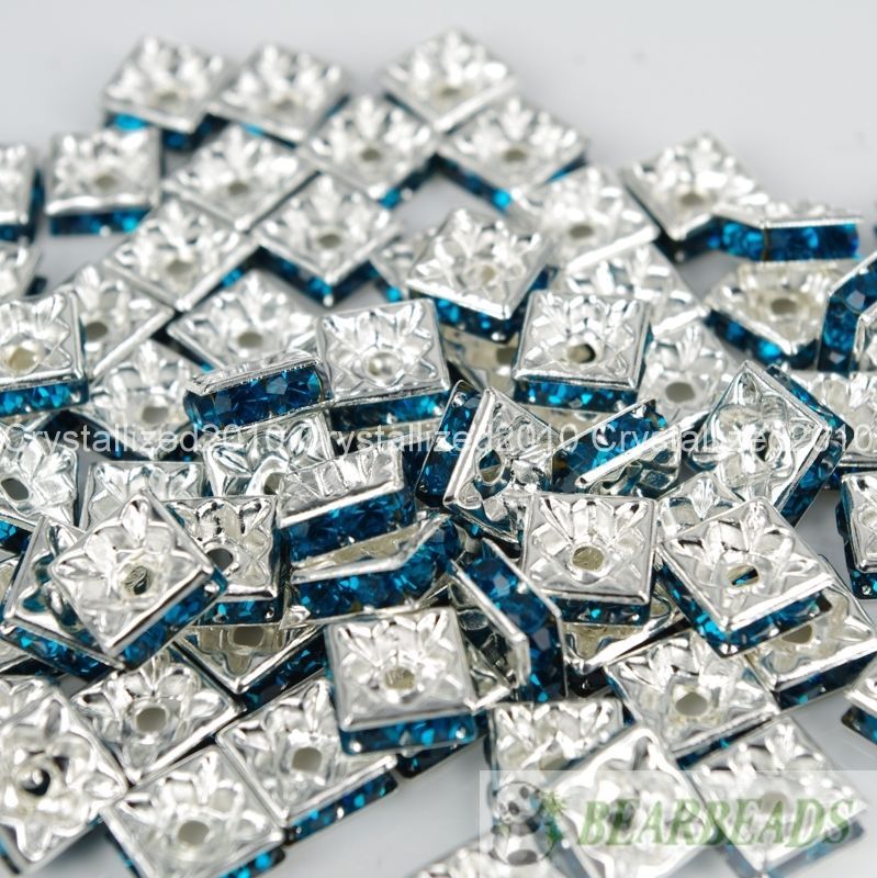 100pcs Top Czech Crystal Rhinestones Squaredelle Spacer Beads 5mm 6mm 8mm 10mm