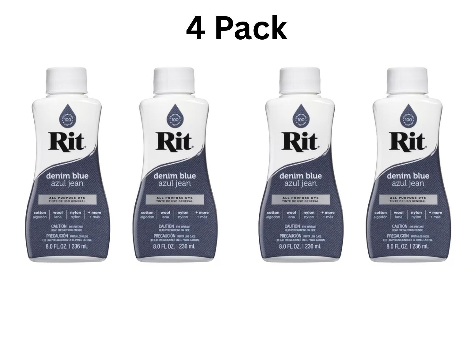 (4-pack) Rit All-Purpose Liquid Dye, Denim Blue, 8 fl oz