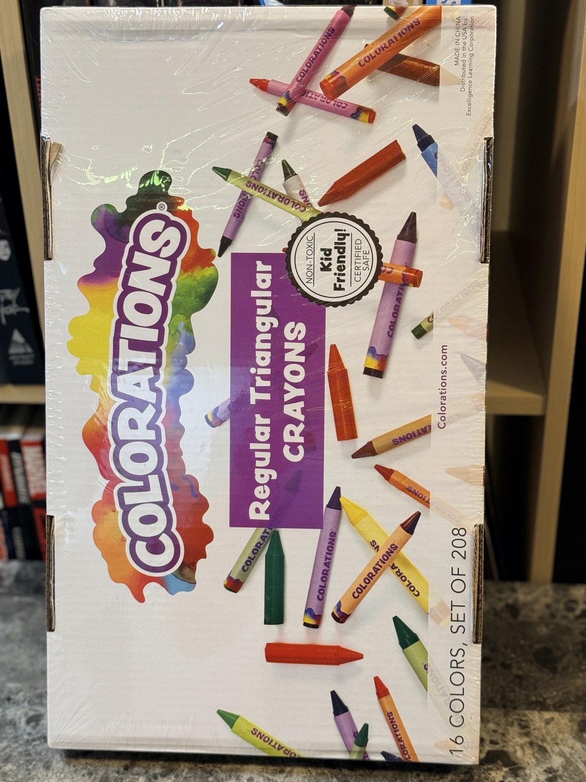 COLORATIONS Regular Triangular Crayons 16 Colors Set of 208 Bulk Non-Toxic Art