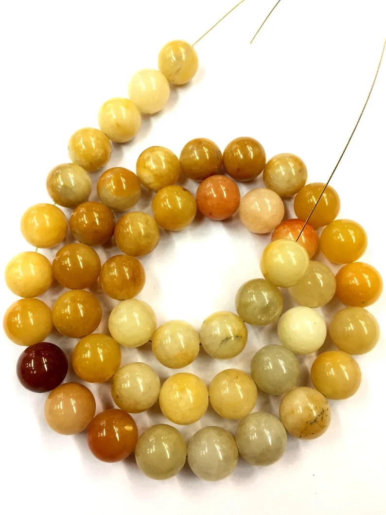 Rare Yellow Wonder Natural Sapphire Beads Smooth Round Sapphire Gemstone Beads.