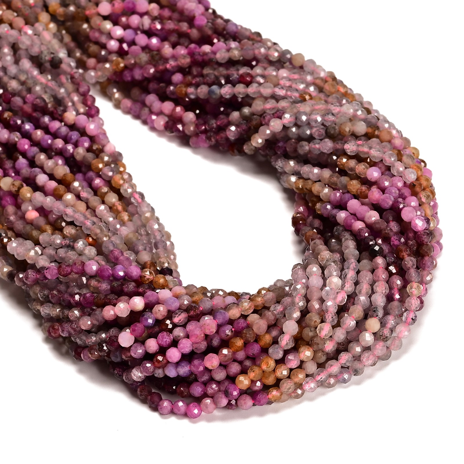Natural Gradient Multi-color Spinel Faceted Round Beads Size 3mm 15.5” Strand