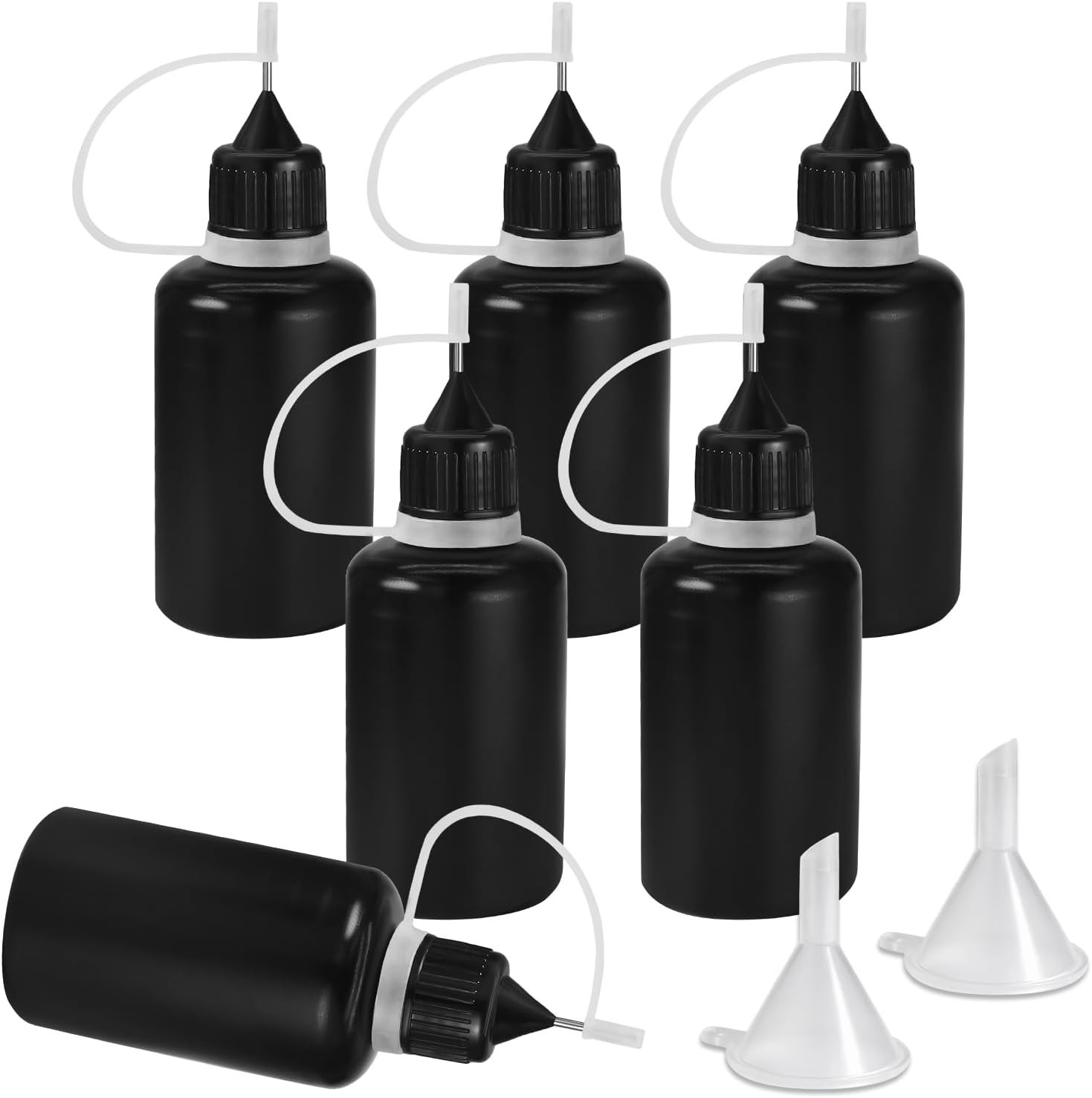 Durable 30ml Black Squeeze Bottles with Mini Funnels for Precise Applications