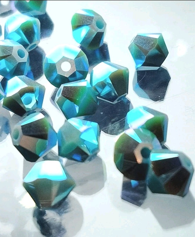 Swarovski® Crystal 5301 Bicone TURQUOISE AB2X-4mm-Double AB Full Coat-48 Pcs