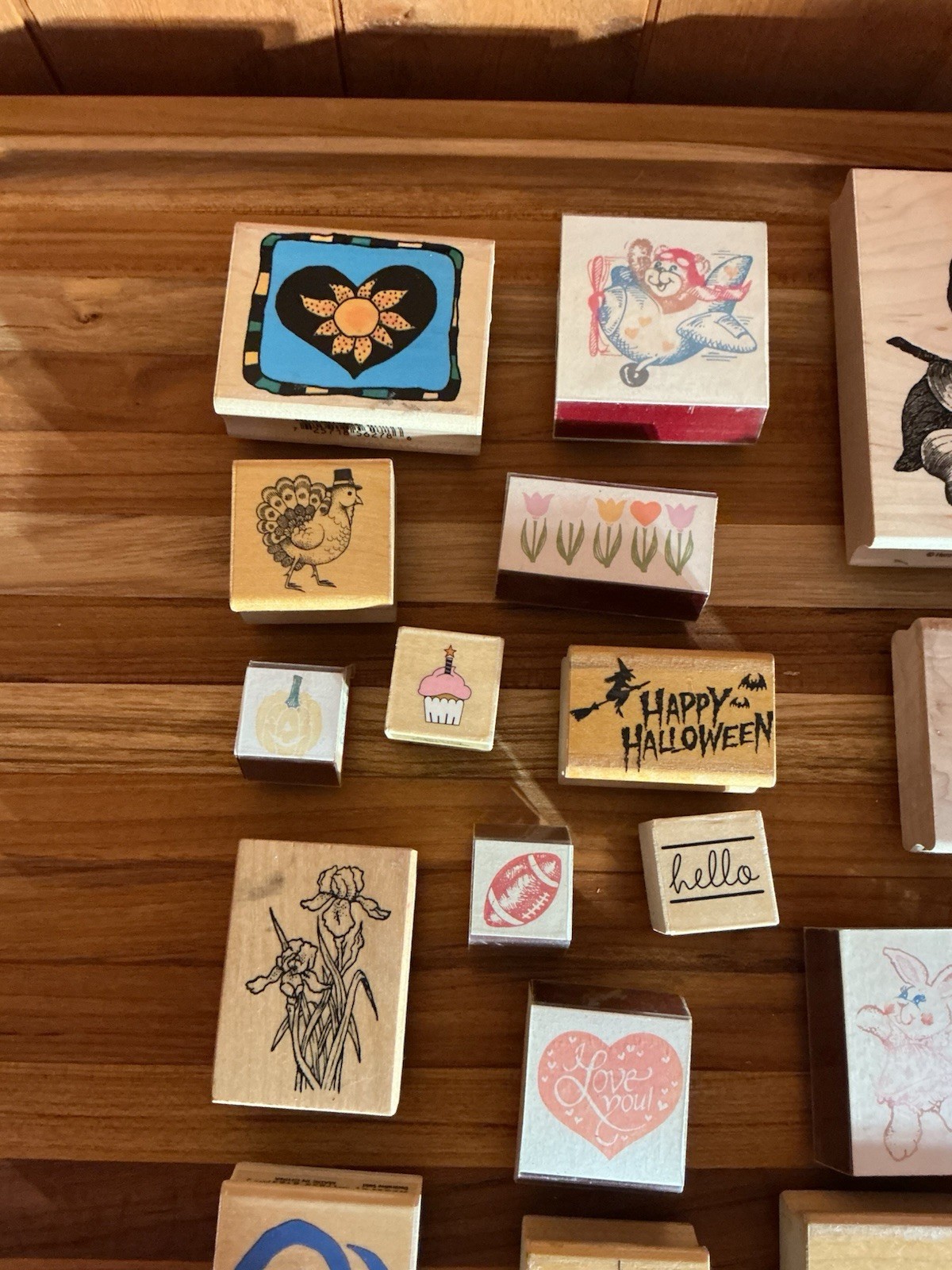 Wooden Rubber Stamps Vintage Lot Of 23 Various Artists, Sizes, And Brands