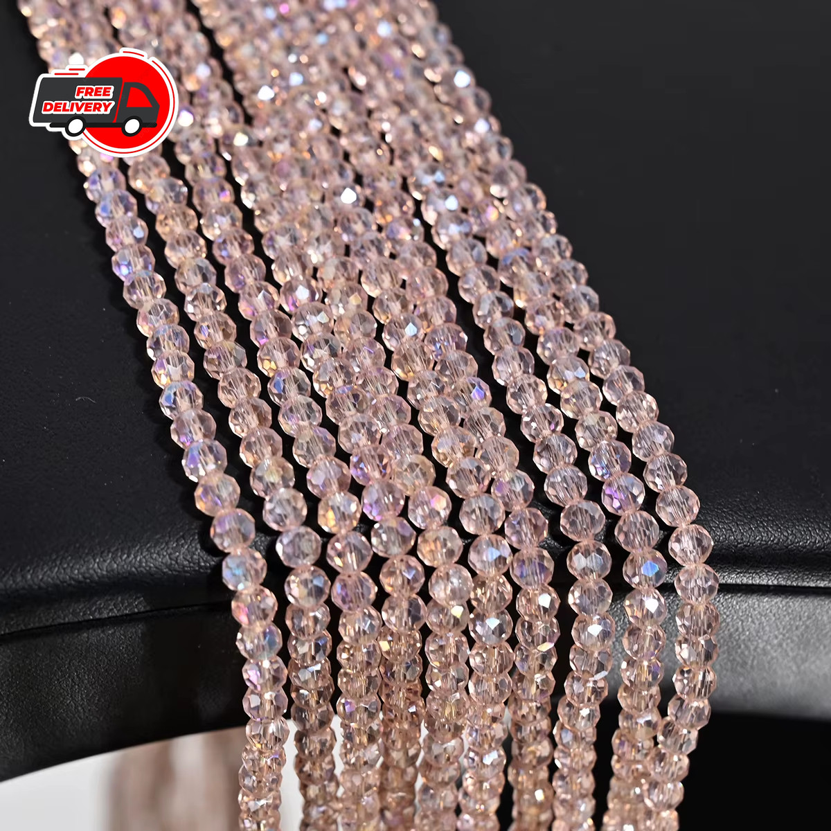 110Pcs 4MM Artificial Crystal Glass Beads Flat Round Clear Faceted Loose Spacer