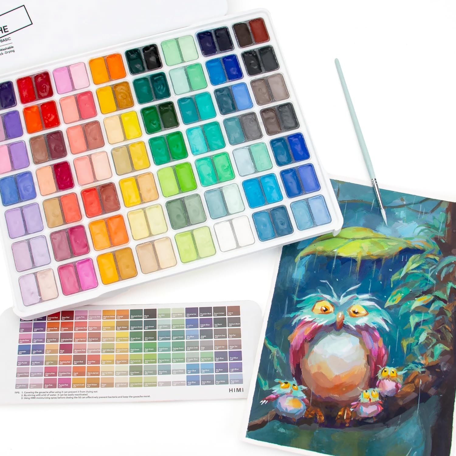 HIMI Gouache Paint Set, 112 Colors x 12g Twin Jelly Cup Design in a Carrying …