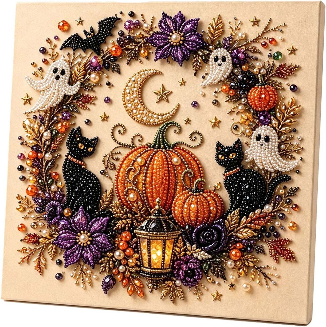 Halloween Ghost Pearl Art DIY Kit, Spooky 3D Diamond Painting Crafts Home Decor