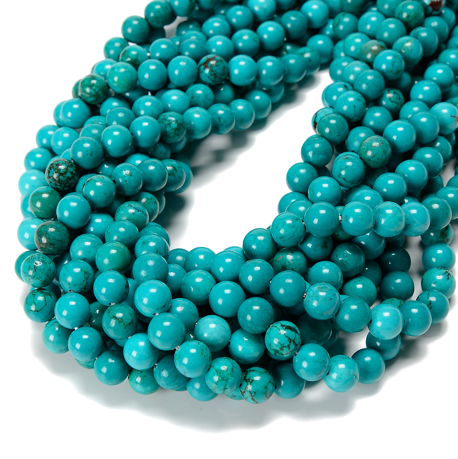 Blue Green Turquoise Smooth Round Beads Size 6mm 8mm 10mm 12mm 15.5″ Strand