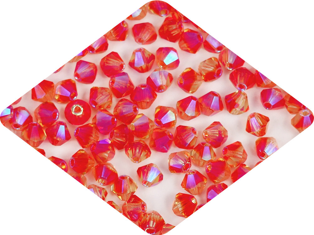 Czech Bicone Crystal Beads Fire Opal full AB 3mm 4mm 6mm AB2X Rondelle Diamond