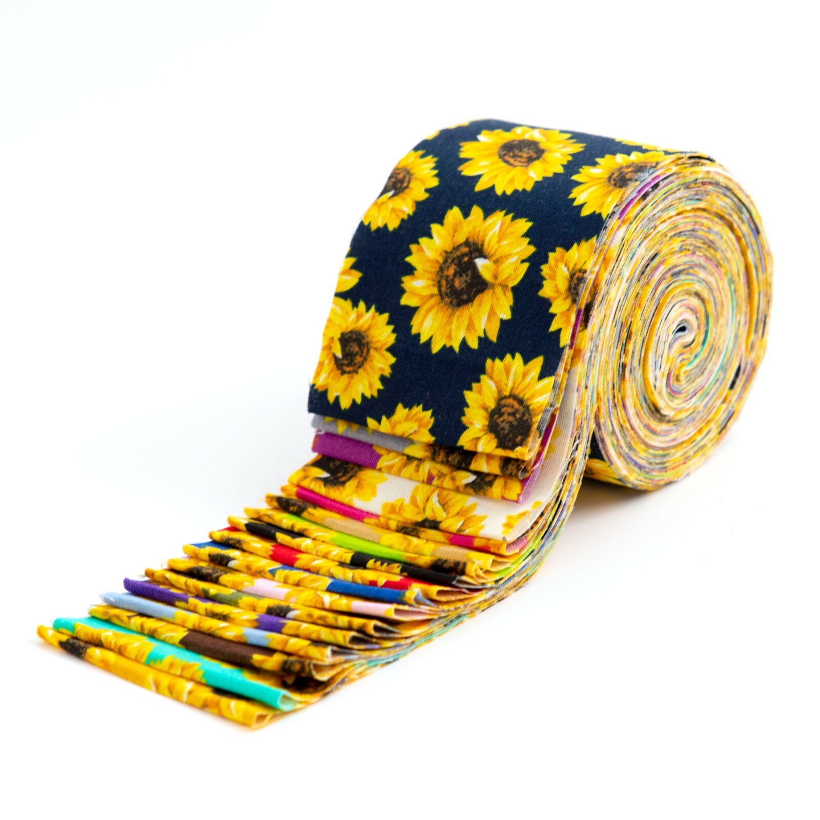 2.5 inch SUNFLOWERS Jelly Roll 100% cotton fabric quilting strips 17 pcs pre cut