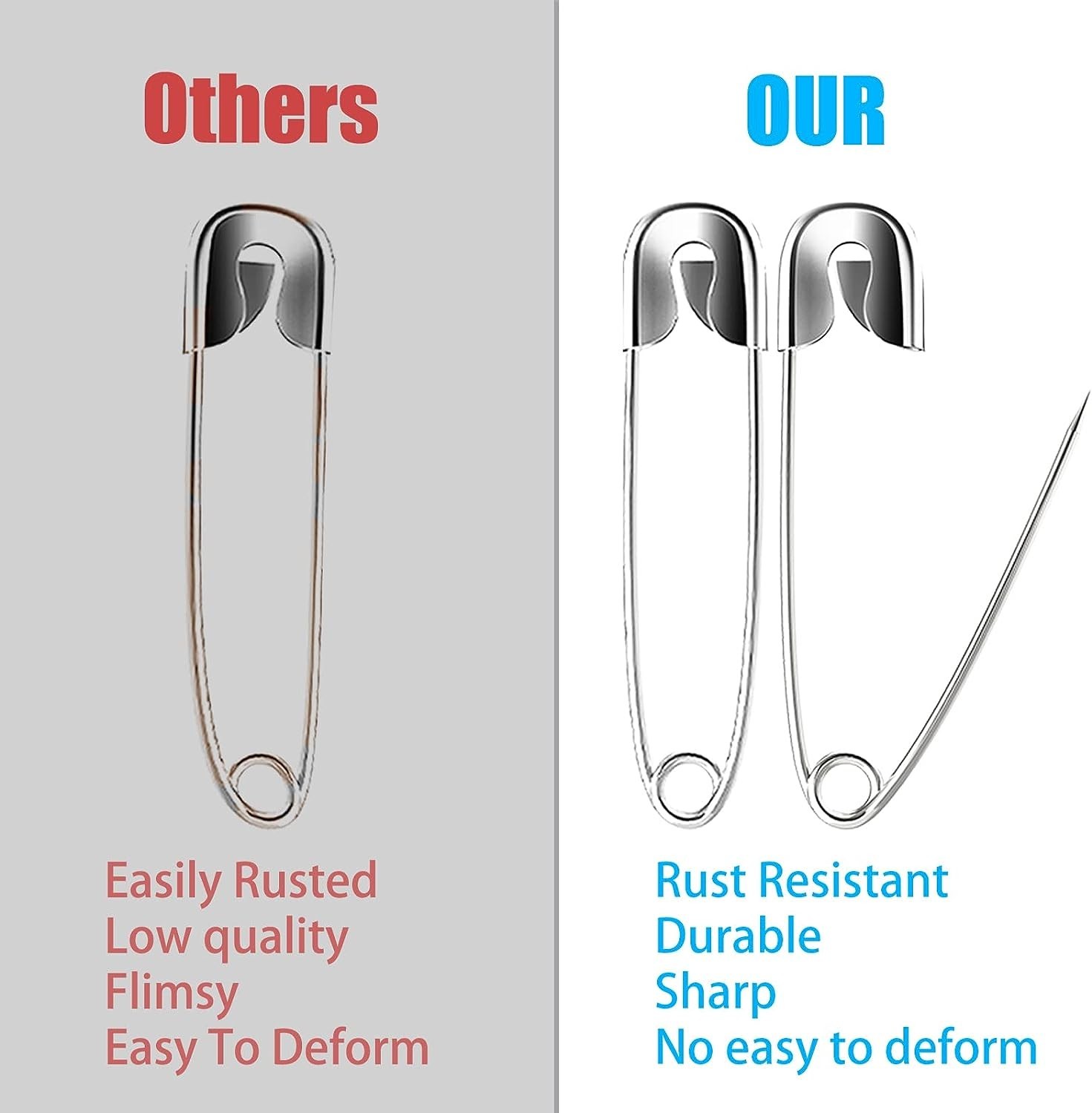 Safety Pins 50/100PCS Assorted Sizes Silver Pins Bulk – Small & Large Heavy Duty