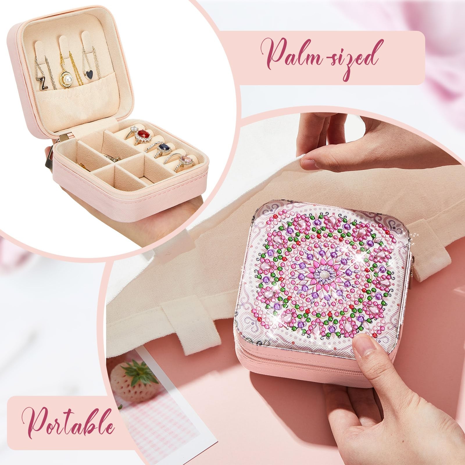 Hinly 2 Pcs Portable Diamond Painting Jewelry Storage Box DIY Diamond Art Acc…