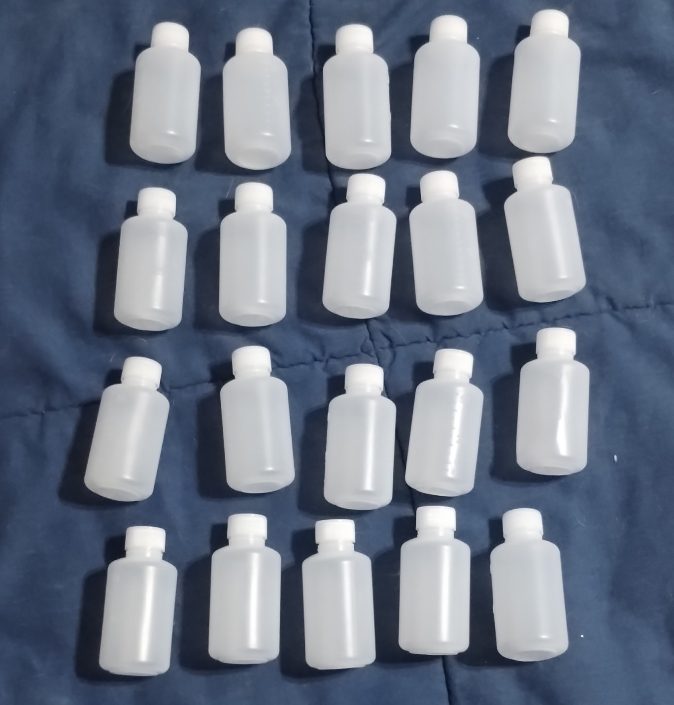 20 Clear 50ml Plastic Bottles with Screw Caps Graduated