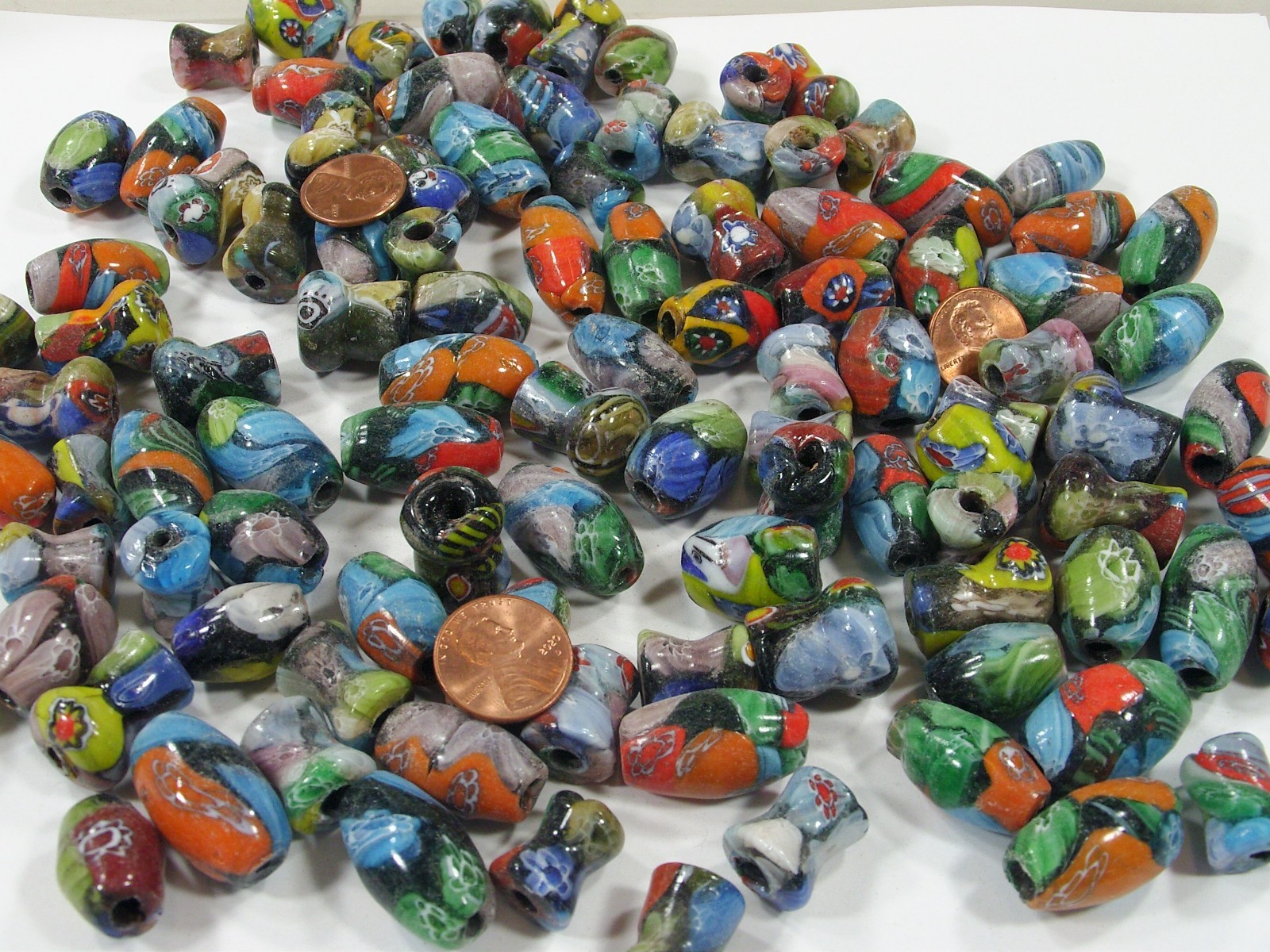 2 Pounds Assorted Shapes and Sizes India Handmade Multicolor Glass Bead (D-11) ⭐