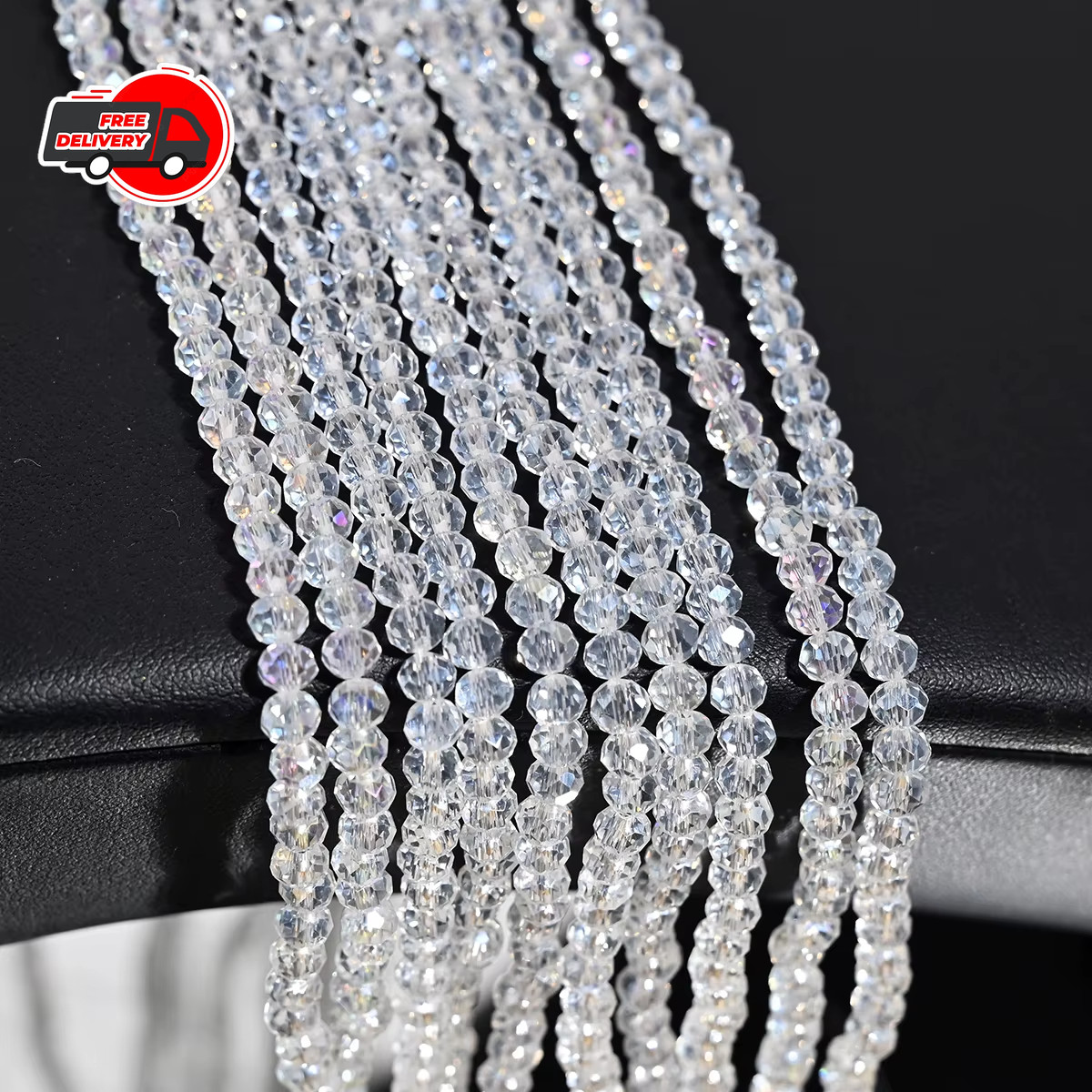 110Pcs 4MM Artificial Crystal Glass Beads Flat Round Clear Faceted Loose Spacer