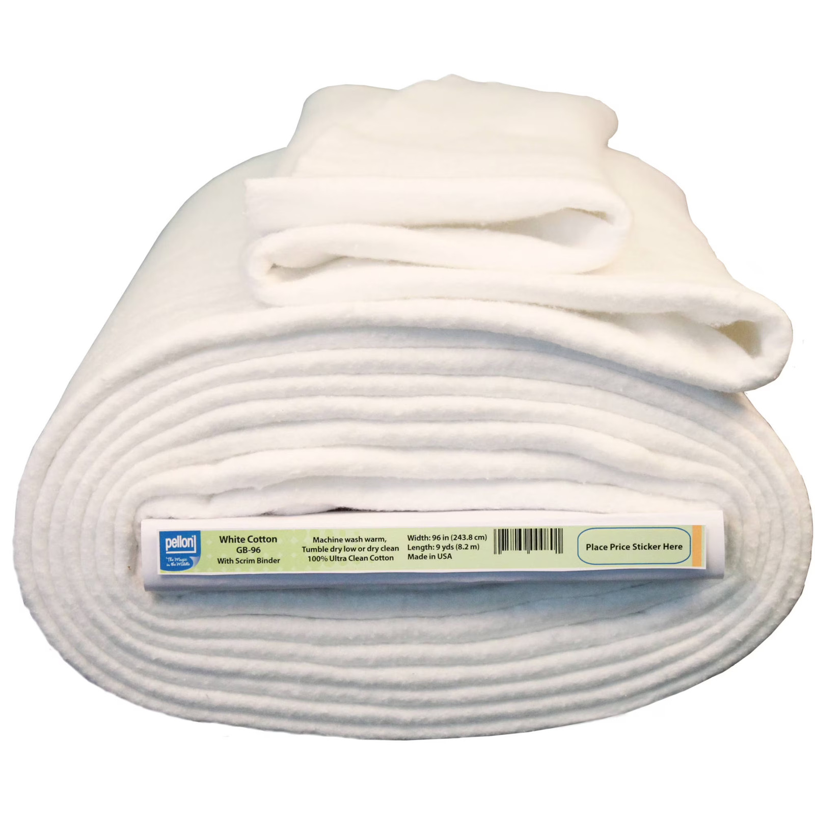 Pellon White Cotton Quilting Batting with Stabilizing Scrim 96″ x 9 Yards by the