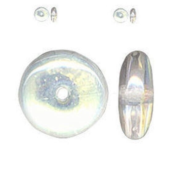 100 Aurora Borealis Clear Czech Pressed Glass 6mm Rondelle Disk Spacer Beads *
