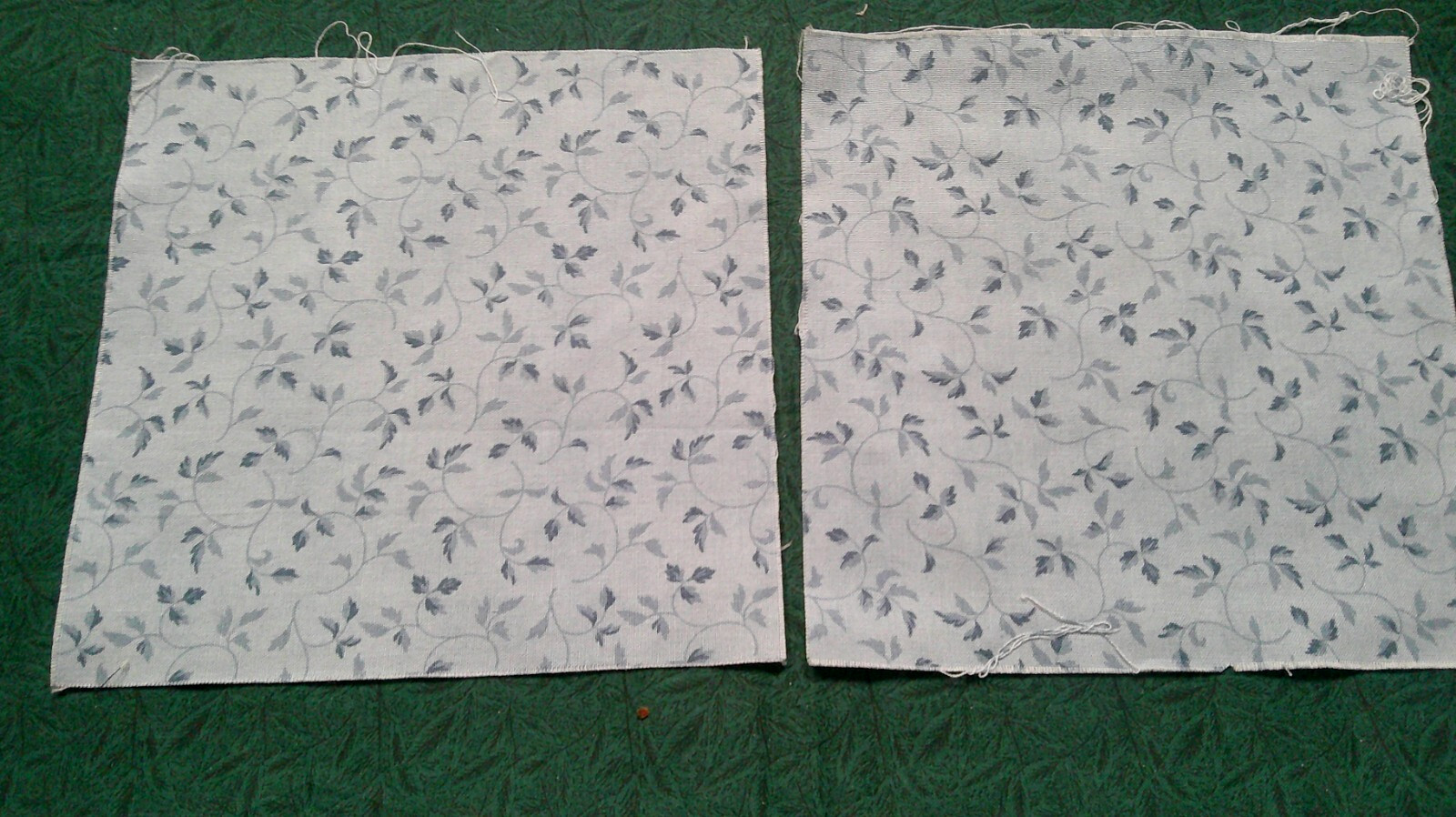 Fabric Hoffman 2 Pc 7″ Square Dark Blue Leaves & Swirls on Light Blue $2.50