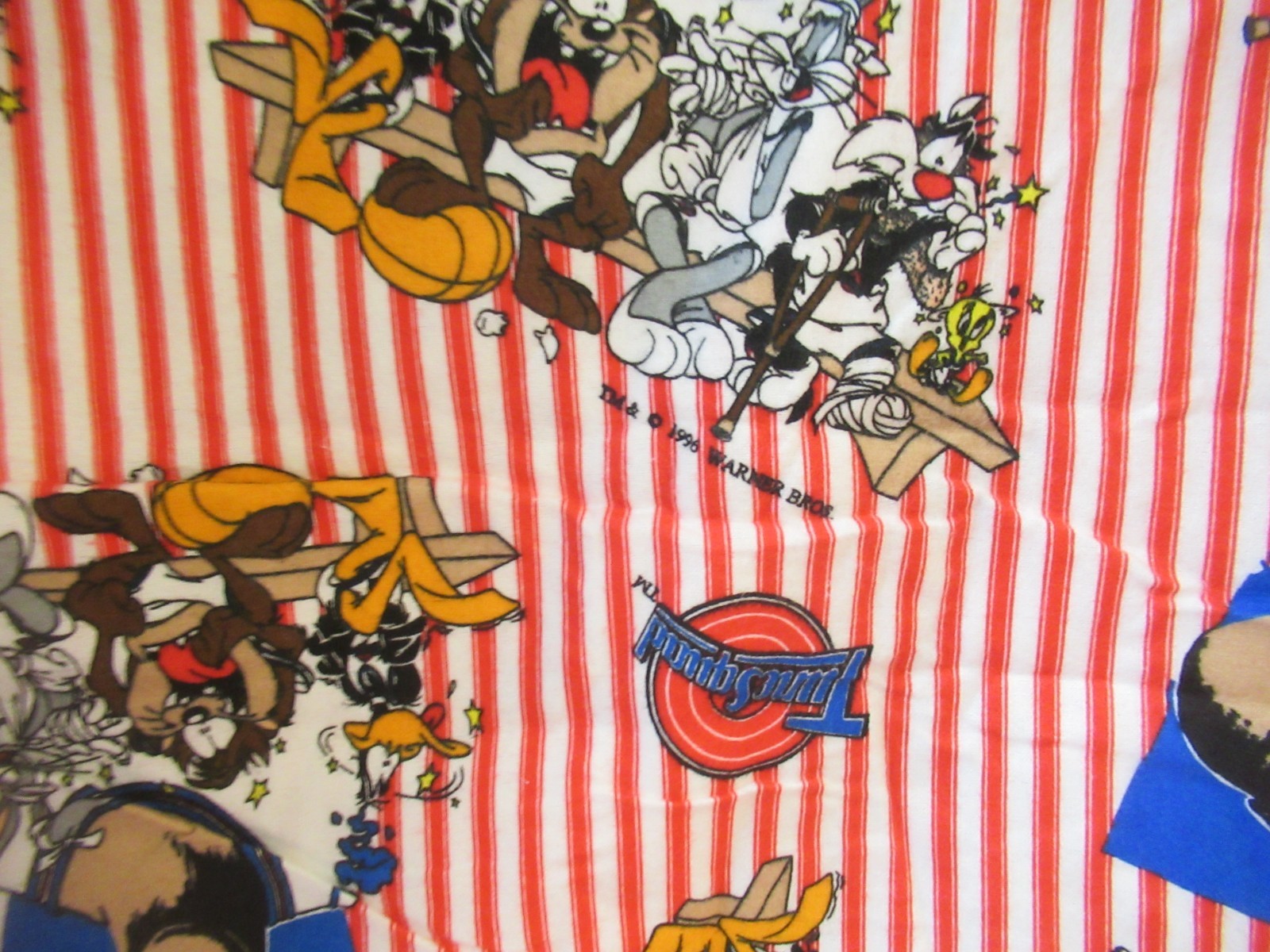 VTG 1996 SPACE JAM Warner Bros FLANNEL FABRICSLooney Tunes Jordan SBTY X45