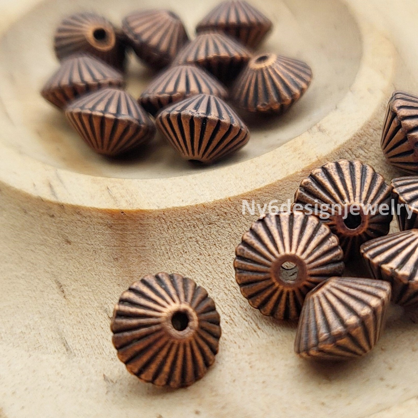 Bicone Spacer Beads 20pcs Copper Antique Brass Silver Gold Jewelry Finding 7mm