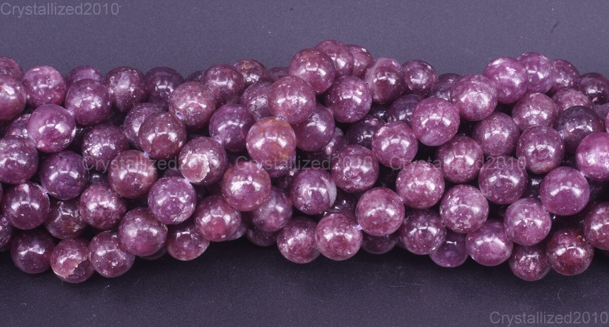 AAA Natural Purple Lepidolite Gemstone Round Loose Beads 6mm 8mm 10mm 12mm 15.5″