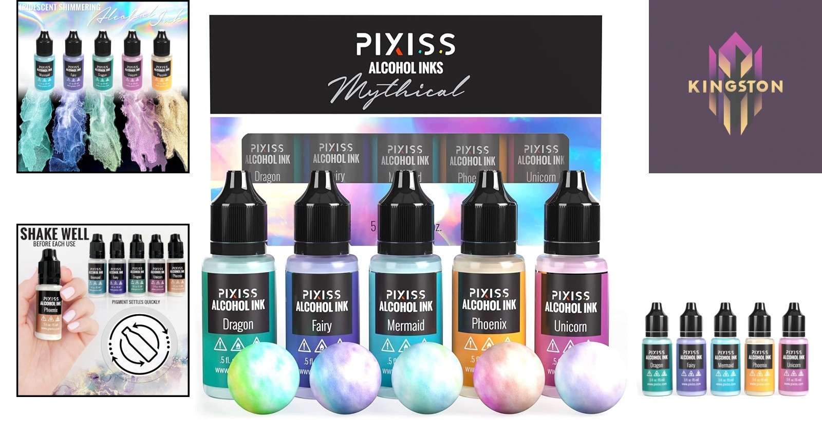 5 Pack Color-Changing Alcohol Inks for Crafts – Precision Tip – 15ml Bottles