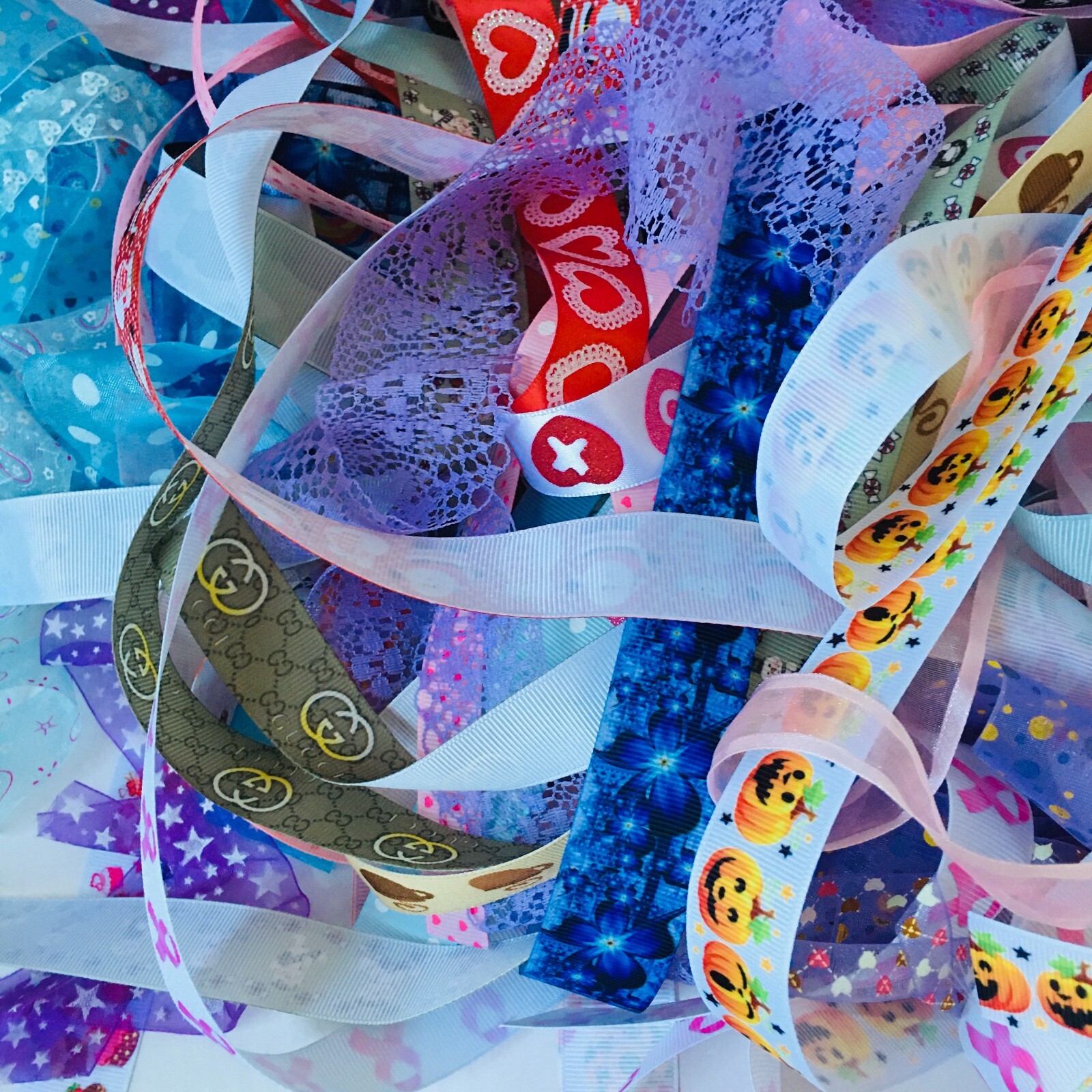 Lot Of 30 Mix Different Pattern ( 1 Yard each ) GROSGRAIN RIBBON E3-178
