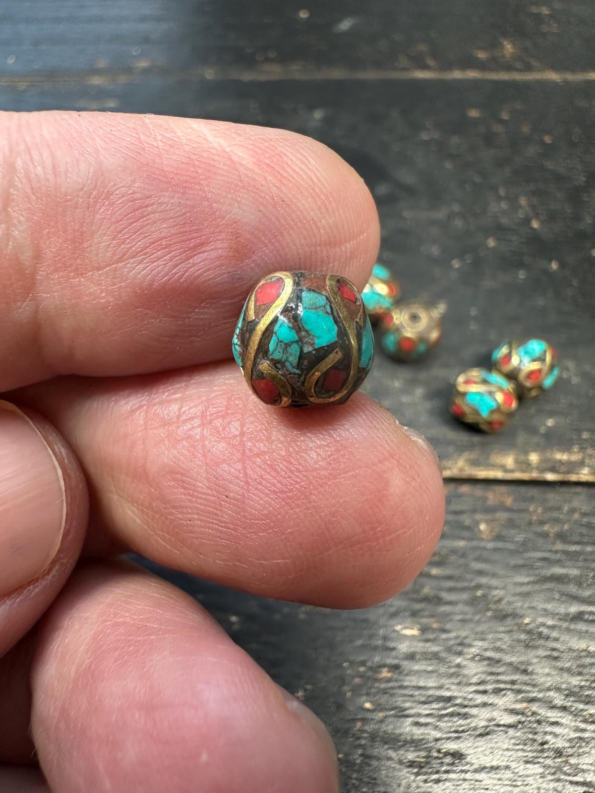 Nepal Tibetan Handmade Turquoise Coral Beads, Artisan Jewelry Supplies, Boho Cr