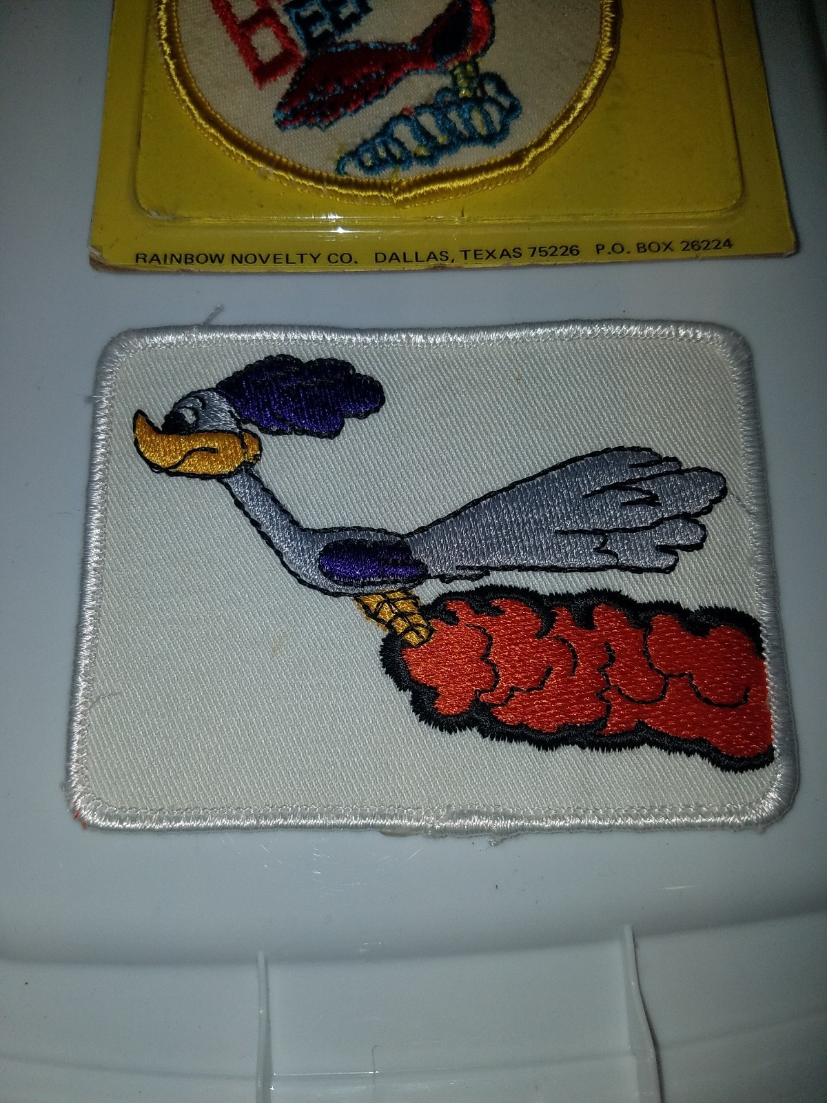 (4) ROAD RUNNER PLYMOUTH SEW-ON/OR GLUE-ON PATCHES 8″X5″/4″X3″/3″ VTG RARE OLD