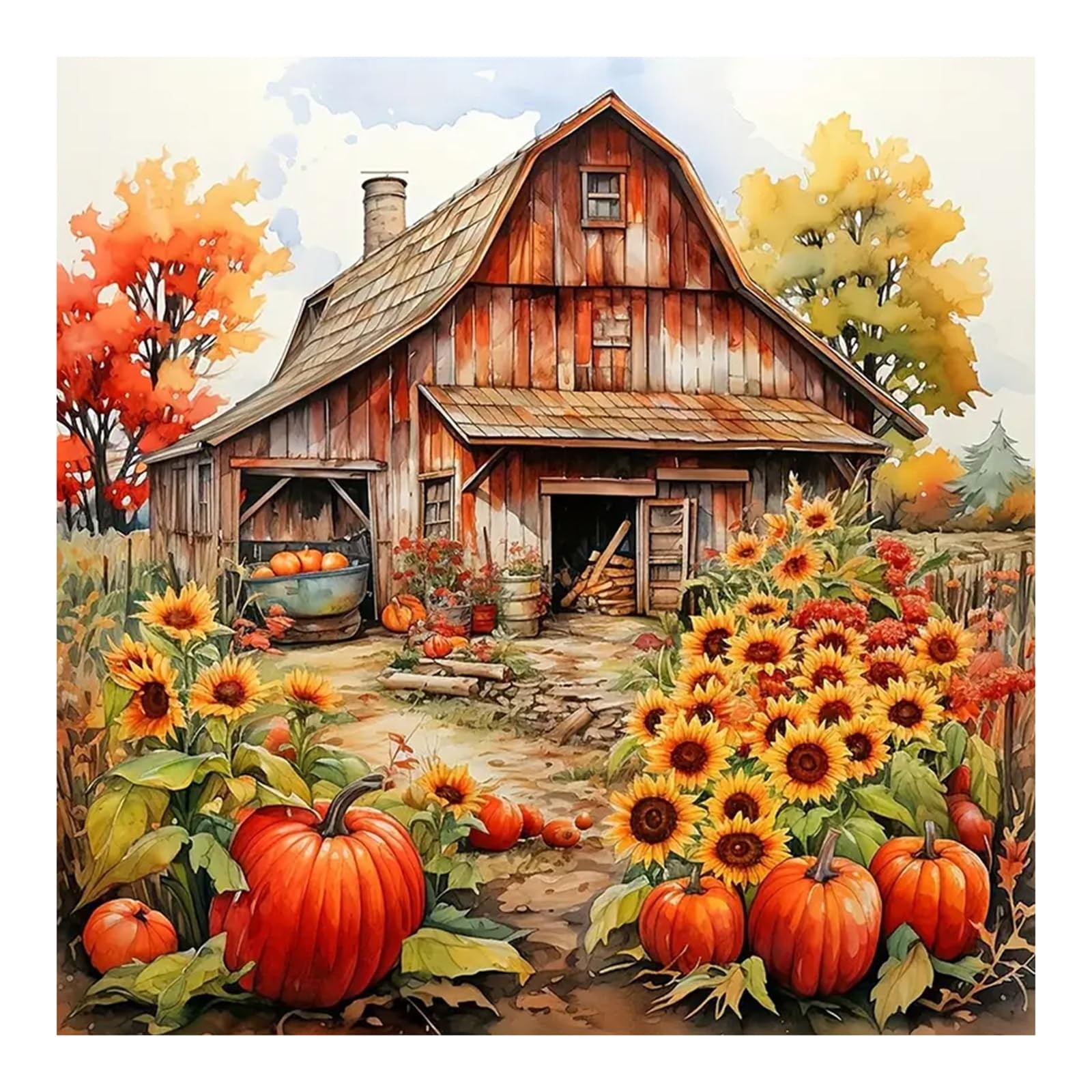 Diamond Painting Kits for Adults, Autumn Farm Diamond Art Kits for Beginners,